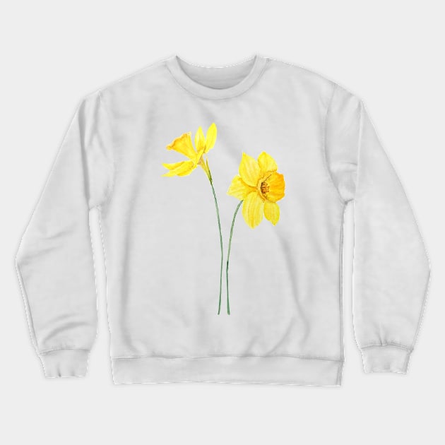 yellow daffodils watercolor painting Crewneck Sweatshirt by colorandcolor